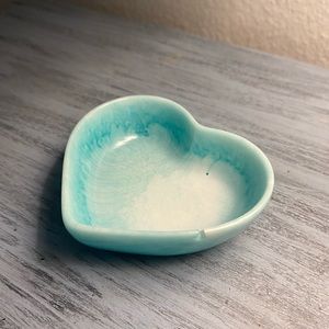Tiedye Heart Dish - Teal and White Swirl Heart Tray - Jewelry Dish - Handmade